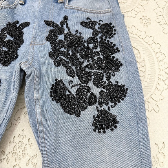 Le Superbe Embellished Frayed Straight Leg Jeans - Picture 6 of 14